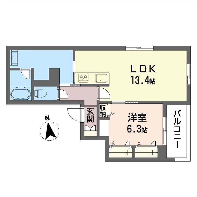 リクヴィール高円寺(1LDK/2階)の間取り写真