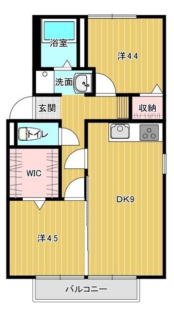 プレジールニットー(2DK/2階)の間取り写真