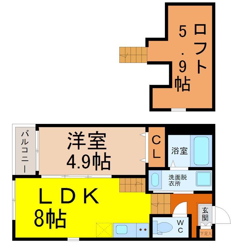 プリローズ名古屋(1LDK/1階)の間取り写真