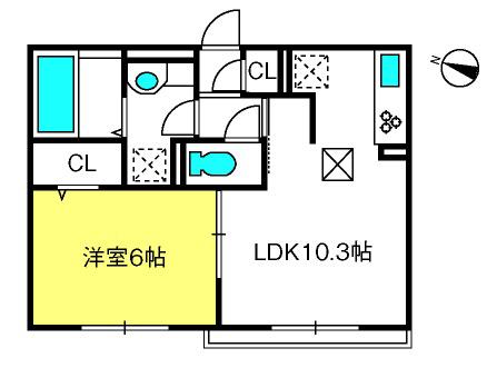 コンフォール(1LDK/1階)の間取り写真