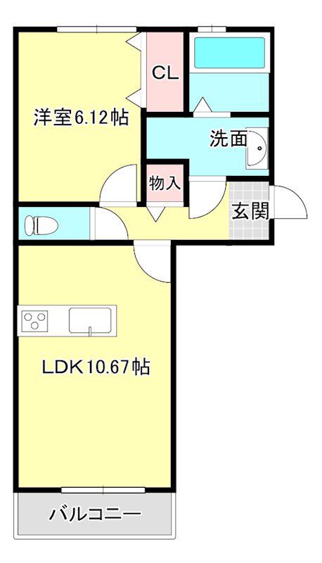 セジュールサンフィールド(1LDK/2階)の間取り写真