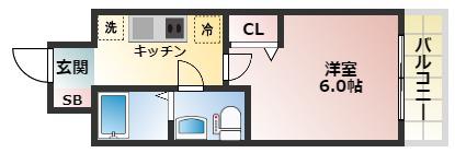 SERENITE北浜(1K/7階)の間取り写真