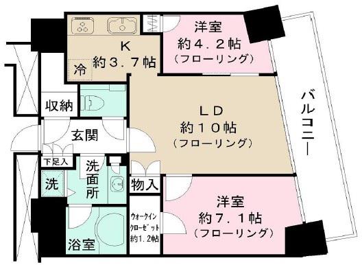 エムエムタワーズフォレシスR(2LDK/6階)の間取り写真