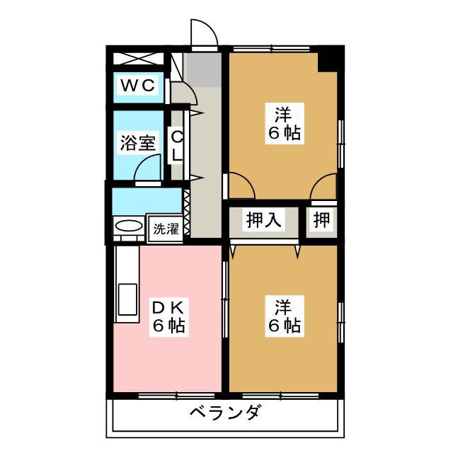 アメニティーシャトー並柳(2DK/1階)の間取り写真
