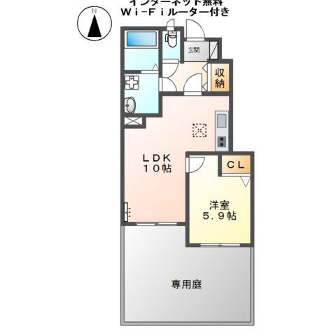 ジュピター I(1LDK/1階)の間取り写真