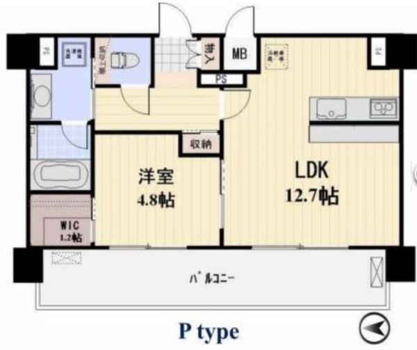 プロスペクト恩賜公園(1LDK/8階)の間取り写真