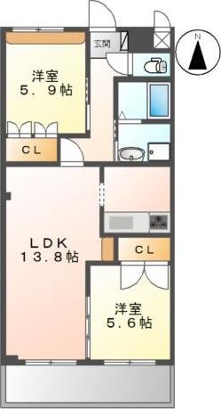 フォレステージ桜(2LDK/2階)の間取り写真