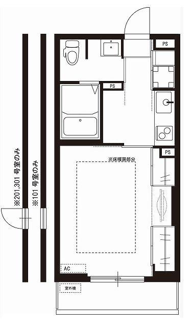 リブリ・M´S FLAT(1K/1階)の間取り写真