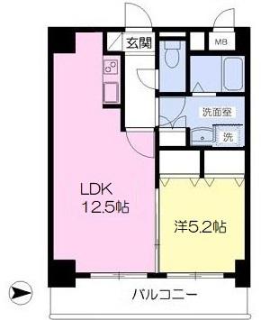 ローゼンハイム新大江(1LDK/4階)の間取り写真