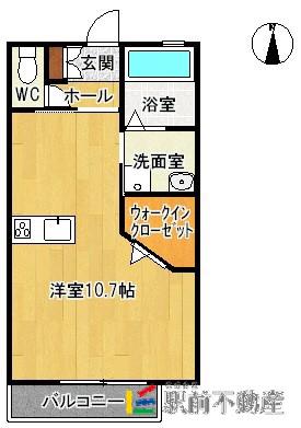シャーメゾンベシーノ佐大C(1K/1階)の間取り写真