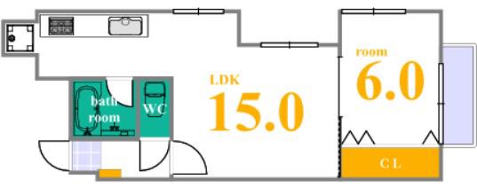 ロッコーマンション平塚(1LDK/4階)の間取り写真