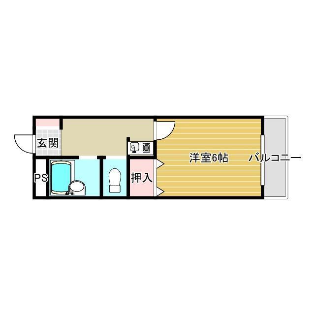 サンピア南茨木(1K/1階)の間取り写真