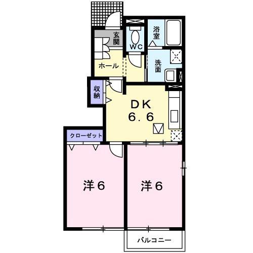 クレストール24C(2DK/1階)の間取り写真