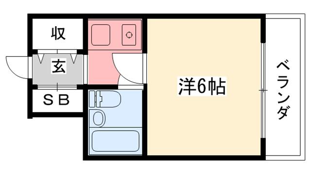 TYCOONサン九(1K/2階)の間取り写真