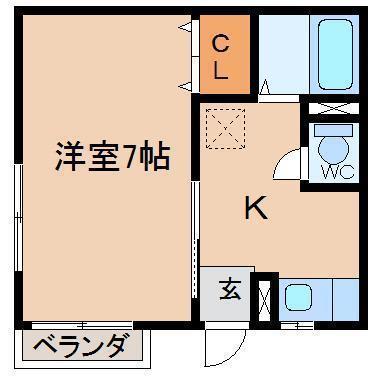 WAYLANDハイツ(1K/1階)の間取り写真