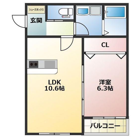 SUNMARK高宮(1LDK/2階)の間取り写真