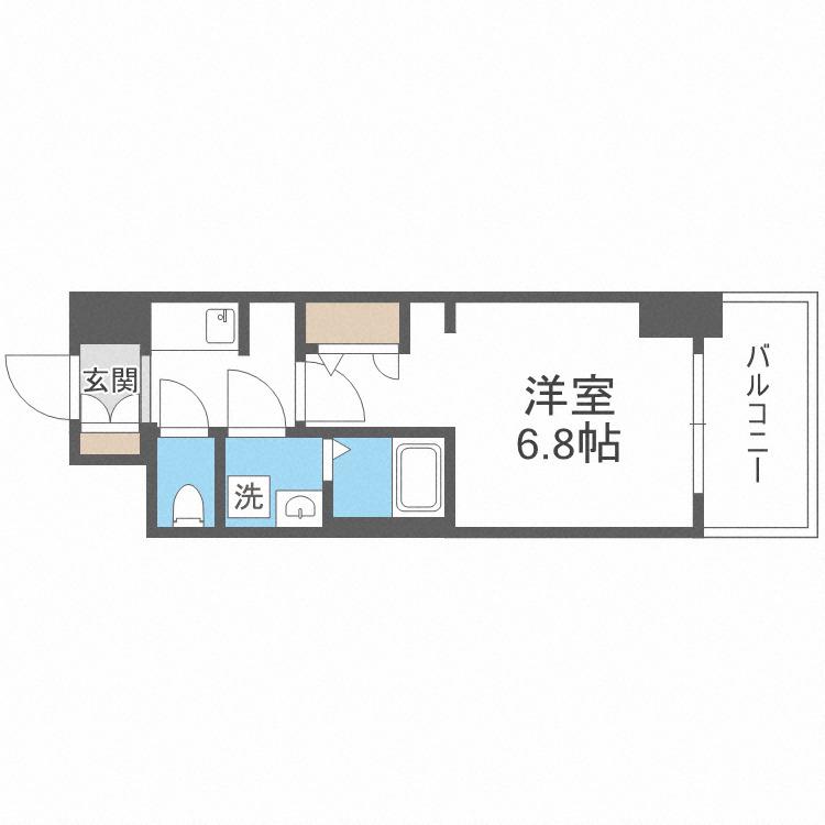 S-RESIDENCE難波大国町UNO(1K/5階)の間取り写真