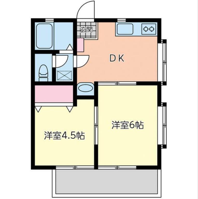 メープルガーデンハイツI(2DK/2階)の間取り写真