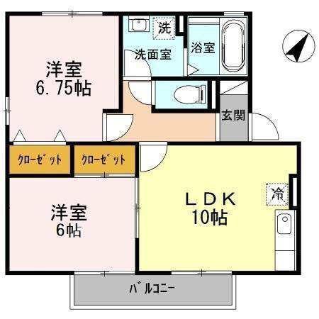 シャルム2(2LDK/2階)の間取り写真