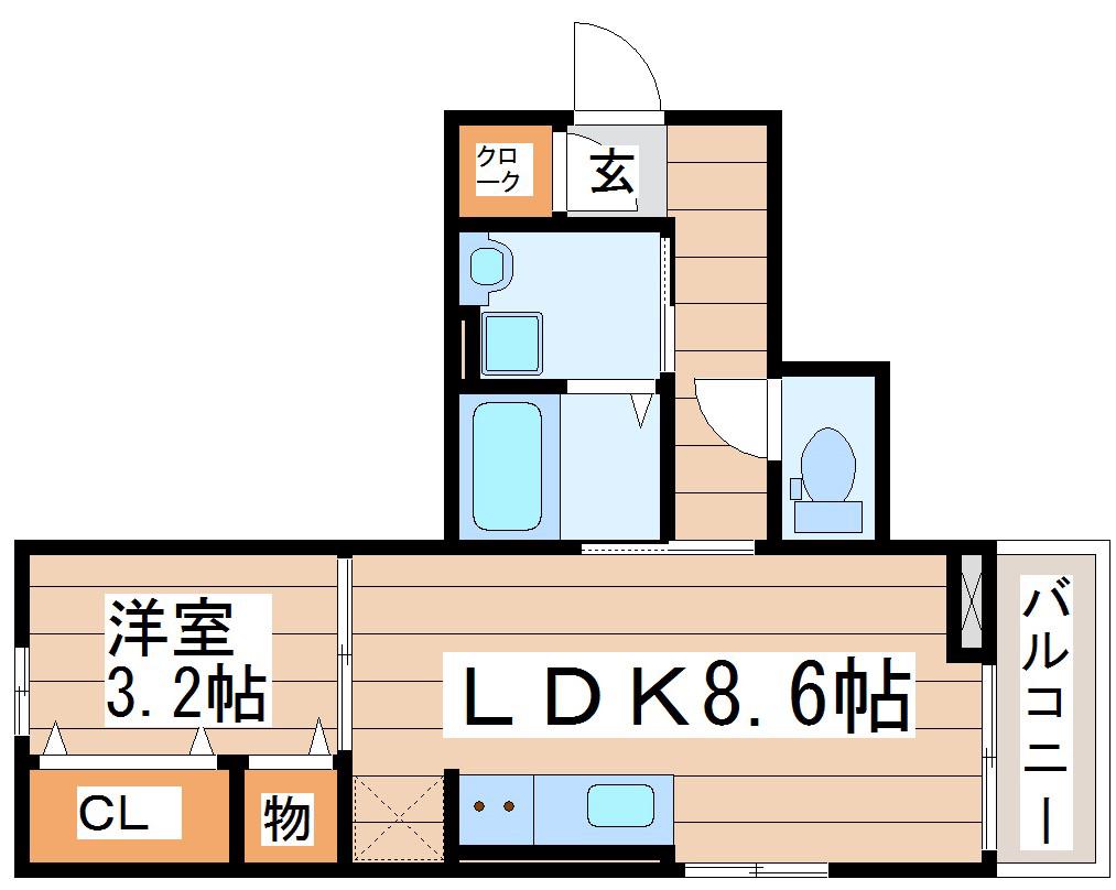 BAMBI北三番丁(1LDK/3階)の間取り写真