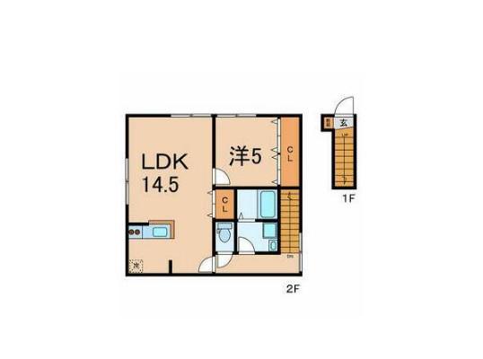 エスポワール(1LDK/2階)の間取り写真