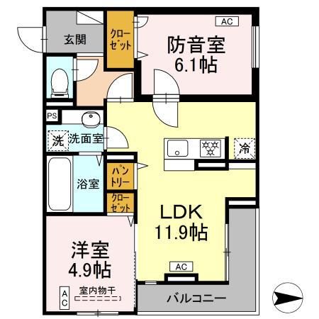アピソ・ソレイユ(2LDK/3階)の間取り写真
