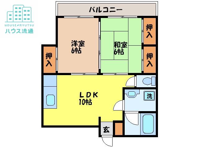 ヴィラ中川III(2LDK/1階)の間取り写真