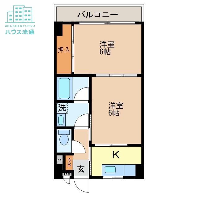 ベルメゾン岡部(2K/3階)の間取り写真