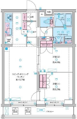 GENOVIA竹ノ塚(2LDK/1階)の間取り写真