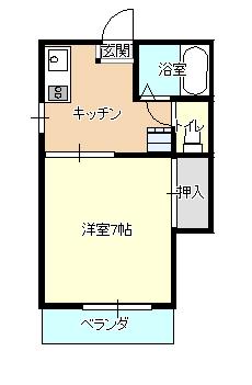 コーポ毛呂山(1K/2階)の間取り写真