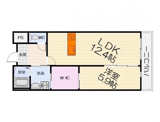 ISE伊勢高師浜7107(1LDK/2階)の間取り写真