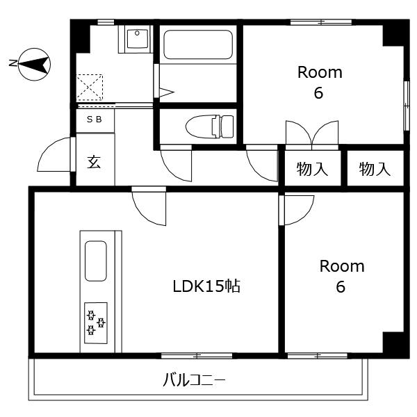 プレステージ八万A(2LDK/3階)の間取り写真