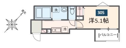 MELDIA番田(1K/3階)の間取り写真