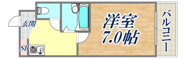 Hアーシュ(1K/3階)の間取り写真