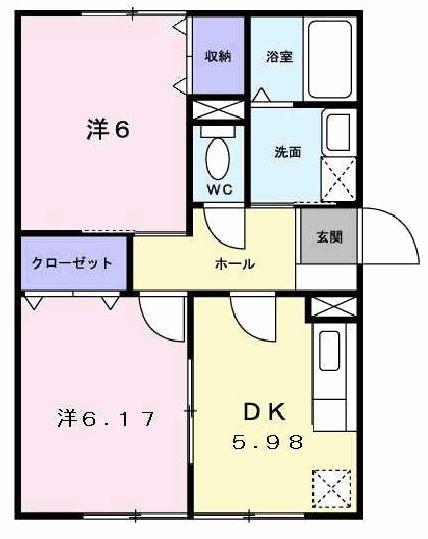 パルティーレ(2DK/1階)の間取り写真