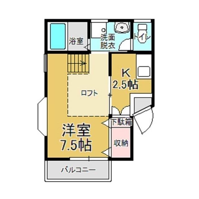 永瀬ハイツ(1K/2階)の間取り写真