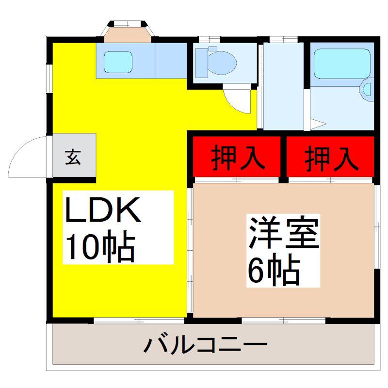 レジデンスフォー(1LDK/1階)の間取り写真