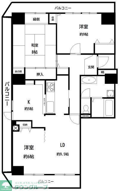 プラザシティ4号棟(3LDK/7階)の間取り写真