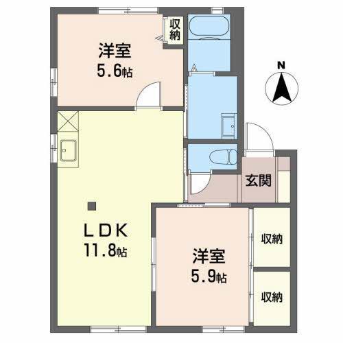 グリーンコートA・B・C(2LDK/1階)の間取り写真