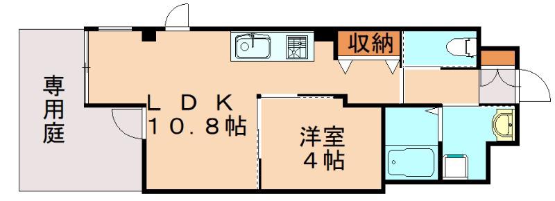 ESPOIR(1LDK/1階)の間取り写真