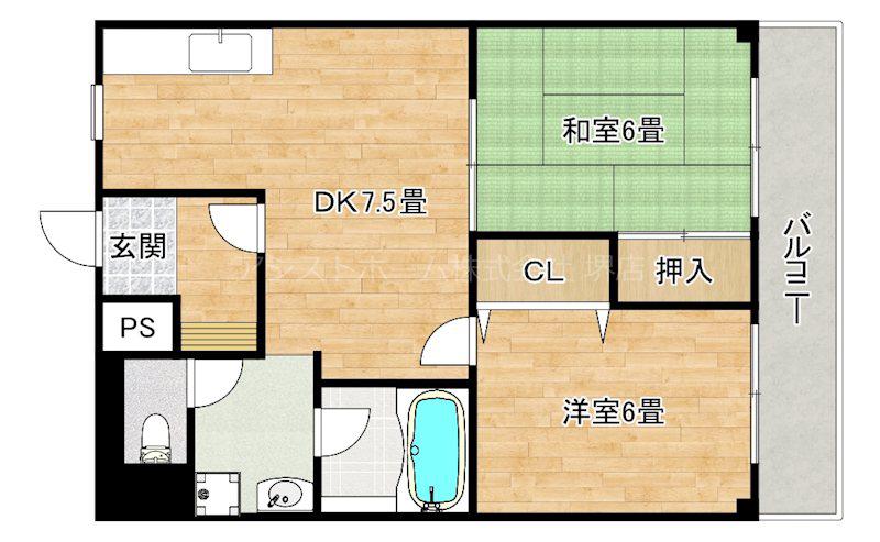 ベルメゾン御陵II(2DK/3階)の間取り写真