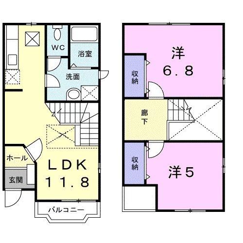 サンライズ セレッソ(2LDK/1階)の間取り写真