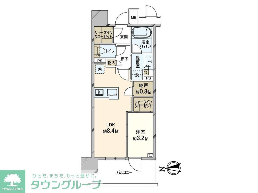 リビオレゾン北綾瀬(1SLDK/8階)の間取り写真
