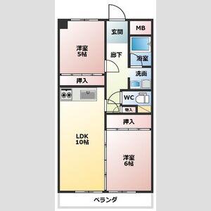 ドミール藤治(2LDK/2階)の間取り写真