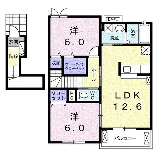 ポポラーレIV(2LDK/2階)の間取り写真