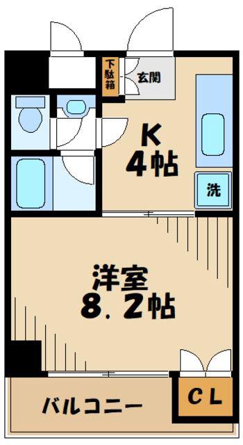 中央林間カワノイン(1DK/3階)の間取り写真