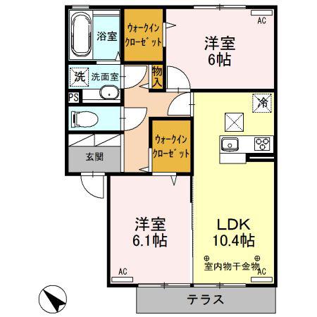 グローラ(2LDK/1階)の間取り写真