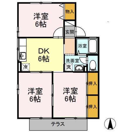 リヴェールE(3DK/2階)の間取り写真