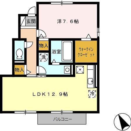 リュミエール A棟(1LDK/1階)の間取り写真