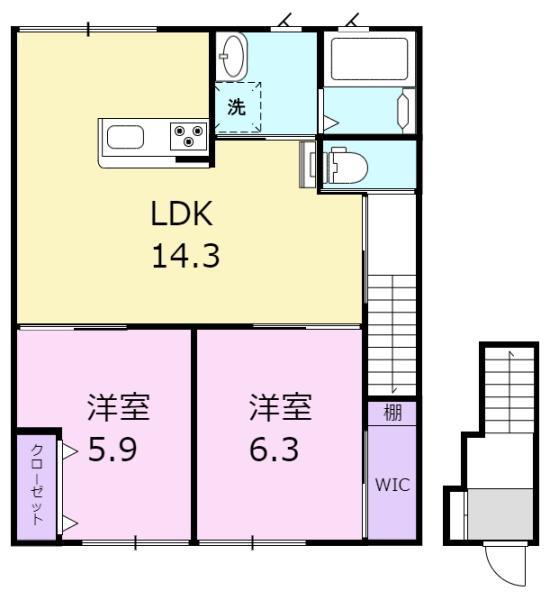 RADIANT(2LDK/2階)の間取り写真